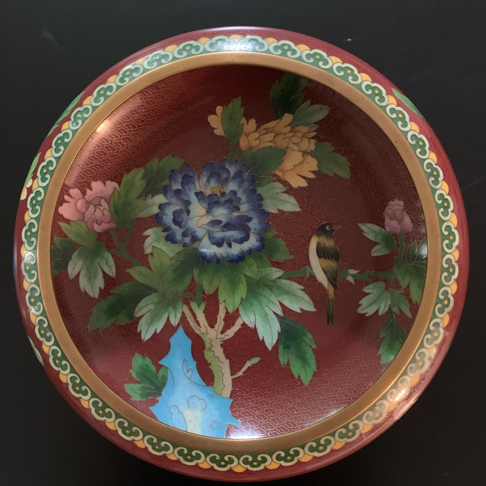 Floral Decorative Plate with Bird Design